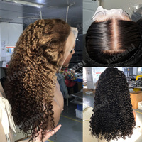 Perruque Ombre Brune 13x4 Entièrement en Dentelle Cheveux Humains SDD Boucles Birmanes pour Femmes 5x5 Perruque Frontale Sans Colle Cheveux Humains Brésiliens