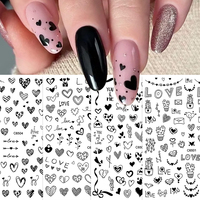 4 pièces 3D saint valentin rouge coeur amour ongles autocollants auto-adhésif curseurs Nail Art décoration Laser mignon Design manucure