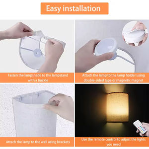 Indoor USB Rechargeable 1000ma Battery Wireless Remote Control <b>Sconce</b> Wall Lamp Fabric Wall <b>Light</b> - Product Image 6