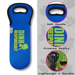 Porte-bouteille de vin en néoprène personnalisé avec logos de pickleball – Ajoutez le logo de votre équipe ou de votre événement pour une touche personnalisée - Product Image 2