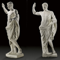Sculpture de guerrier grec antique en marbre sculptée à la main pour jardin extérieur, statues de soldats romains grandeur nature à vendre