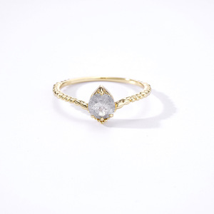 Bague pour femme Dunli Jewelry 2021, nouvelle collection, argent plaqué or 14 carats, pierre naturelle, style élégant pour femme de bureau - Product Image 2