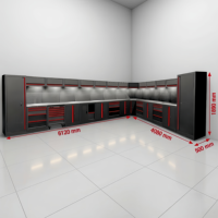 Combiné d'armoires de rangement modulaires pour garage, robustes, en acier laminé à froid, finition écologique, verrouillage à 3 points