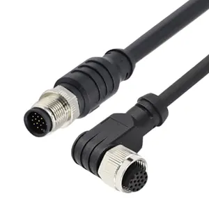 Automation Industry Sensor Plug M12 A Connecting Cable 5 x 0.34mm2 22AWG 2P 3P 4P 5P 8P 12P 17P Angle M12 Connector Cable