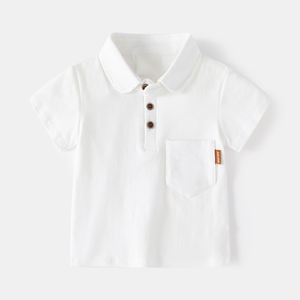 Nouveau style 2026 T-shirt à manches courtes pour garçons, Polo uni pour enfants, Haut d'été pour bébé avec étiquette de poche et col à revers tendance - Product Image 2