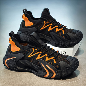 <b>Men</b> Knit Sock Upper Walking Shoes Non Slip Thick Sole Fashion <b>Sneakers</b> For Outdoor Daily Wear - Product Image 4
