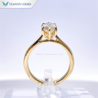 Tianyu Gems 6x12mm Marquise Cut Champagne Moissanite Halo Anneau Femmes 18K 14K 10K Or Jaune Anneaux De Mariage Bijoux De Fiançailles