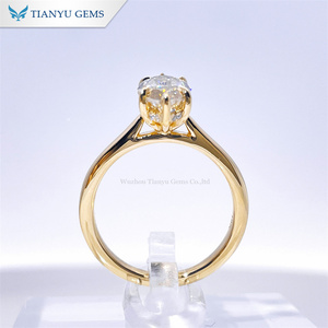 Tianyu Đá Quý 6x12Mm Marquise Cắt Rượu Sâm Banh Moissanite Halo Nhẫn Phụ Nữ 18K 14K <span class=keywords><strong>10K</strong></span> Vàng Vàng Nhẫn Cưới Đính Hôn Đồ Trang Sức - Product Image 3