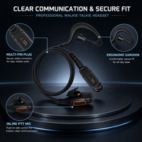 Headset PTT Bentuk G Earhook Walkie Talkie Earpiece untuk Motorola P8668i P8268 untuk Tim Properti dan Penanganan Darurat