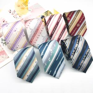 เนคไทผ้าไหมทำมือของผู้ชายเนคไทผ้าไหม100% ลายทาง OEM - Product Image 2