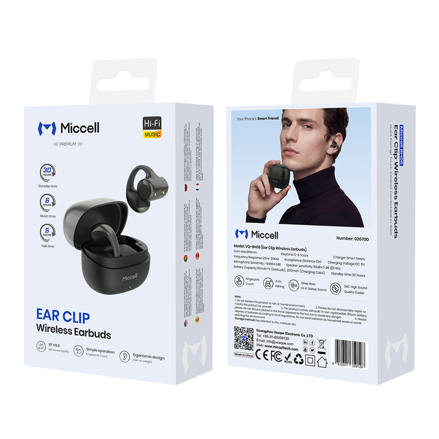 Auriculares 6.0 Miccell Con Reduccipn De Ruido En Llamadas, Diseno Ligero Y Tipo Clip Para Oreja.