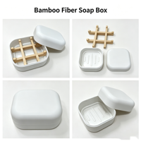 Boîte à savon en fibre de bambou biologique naturelle avec couvercle Porte-savon de voyage pour salle de bain Conteneur Logo Marque Titulaire de l'état corporel