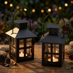 Ensemble de 2 lanternes en fer uniques, best-seller, pour la décoration de Noël à la maison, faites à la main, durables, écologiques, porte-bougies découpés, tendance - Product Image 3