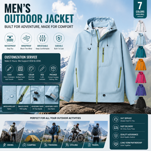 OEM ODM Men Waterproof <b>Windbreaker</b> Jacket With Smooth Zipper Custom Colors <b>For</b> Outdoor Hiking <b>Camping</b> Workwear Apparel - Product Image 1