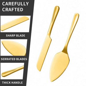 Stainless Steel Gold Cutlery Set Wedding Cake Knife and Server Pizza Cutter-Premium Cake Tools and Server Set - Product Image 5