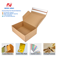 Caja de Envío de Cartón Kraft con Logotipo Personalizado HENGXING, con Tira Adhesiva Comercial, Caja de Correo de Papel Autosellable