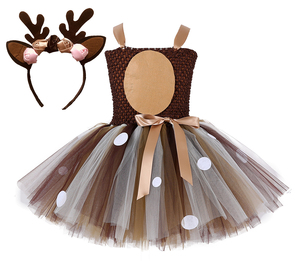 Costumes <span class=keywords><strong>de</strong></span> noël nouveau Design filles cadeau <span class=keywords><strong>renne</strong></span> cerf Animal princesse robe Costume <span class=keywords><strong>de</strong></span> noël avec girafe bois bandeau - Product Image 1