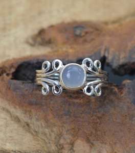 925 argent Sterling classique bleu calcédoine pierre précieuse bague poire coupe diamant forme Vintage pour les fêtes de mariage avec naturel - Product Image 2