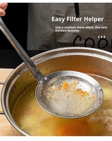 Cuillère à écrémer en acier inoxydable à mailles fines – Outil de filtration d'huile, filtre à graisse et à mousse avec long manche, écumoire de cuisine
