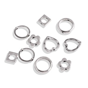 Distanziatori Metallici a Forma di Cuore, Quadrato, Stella, Fiore, Cornice, Cavo, in Lega Argento Antico, Anello Rotondo, Connettore per Creazione di Gioielli Fai-da-Te - Product Image 5