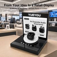 Expositor Giratorio con Iluminación LED para Auriculares TWS, Plataforma Giratoria para Auriculares Inalámbricos, Expositor de Demostración para Venta Minorista