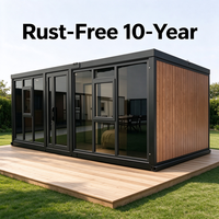 Studio de jardin à toit plat personnalisable en usine de 10 pieds, expédition le jour même, maison conteneur isolée ignifuge A1, clé en main et extensible