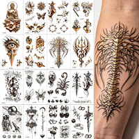 Stiker Tato Temporer 3D Embossed Metalik Emas Perak untuk Seni Tubuh Wanita Pria Grosir Partai Besar Sampel Gratis
