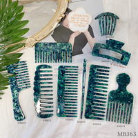 MiDairy 4mm d'épaisseur motif marbre vert de haute qualité peigne en acétate de cellulose peigne à dents larges et ensemble de choix Afro