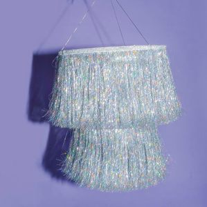 Guirlande de franges irisées argentées 30 cm pour décoration de fête, enterrement de vie de jeune fille, anniversaire, accessoires de photomaton, réveillon du Nouvel An, HBD - Product Image 1