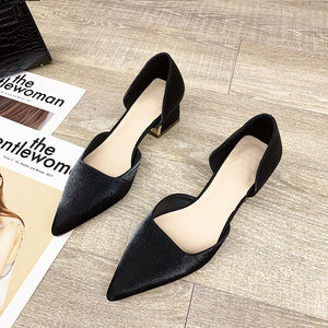 Zapatos de Oficina de Tacón Medio con Punta Puntiaguda y Tacón Cuadrado, Ligeros y a la Moda para Mujer, Primavera - Product Image 2