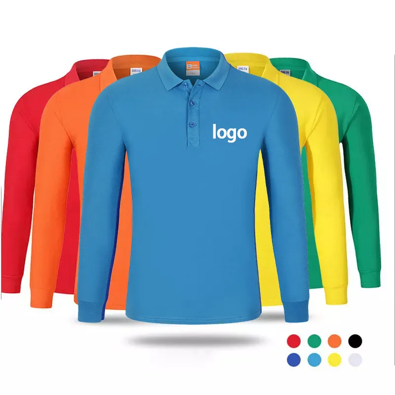 Polo de Golf à manches longues pour hommes, vente en gros, impression personnalisée de Logo, broderie