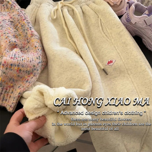 Tongxingyuan Girls Winter Fleece <b>Lined</b> <b>Pants</b> Casual Long <b>Pants</b> Childrens One Piece Sports Jogger Sweatpants - Product Image 2