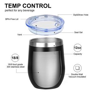 12oz Vacuum Insulated 304 Stainless Steel U-shaped Eggshell Thermos Cup Cold-proof Design <b>for</b> Outdoor Use Portable Red Wine Egg - Product Image 4