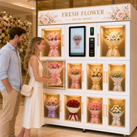 Máquina Expendedora de Flores Frescas Comercial de 10 Puertas, Gabinete Refrigerado Inteligente para Venta de Flores, Kiosco de Autoservicio 24/7