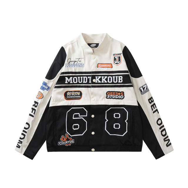 Trendy Brand's American Retro Racing Jacket New Men Women's Motorcycle Workwear Coat Detachable High Street Autumn Front