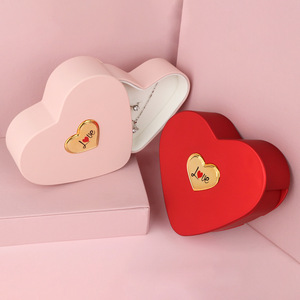 Valentine's Day <strong>Heart</strong>-<strong>Shaped</strong> Gift <strong>Box</strong> Drawstring Closure Floral Pattern Exquisite Stylish Romantic <strong>Jewelry</strong> Storage <strong>Box</strong> for - Product Image 1