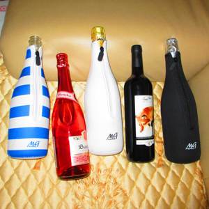White Zipper Closure 750ml Custom Single Neoprene <b>Wine</b> Bottle Cooler champagne Holder Cover for Promotion - Product Image 3