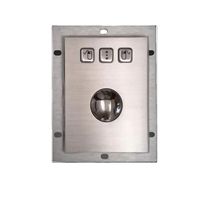 Mouse Trackball Stainless Steel Kontrol Industri Tahan Air IP65 Kabel USB atau PS/2 untuk Penggunaan Kios atau Mesin