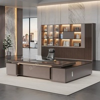 Bureau de direction de luxe moderne en L en bois avec rangement latéral pour ordinateur