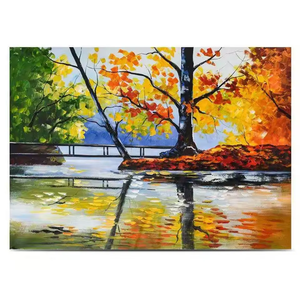 Pinturas a Óleo Impressionista Artesanal de alta Qualidade Paisagem Floresta do Outono Wall Art Queda Deixa Caminho para Escritório Home-Paint - Product Image 2