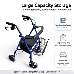 Robuster KD <span class=keywords><strong>Rollator</strong></span> mit Schaumstoffsitz, Abnehmbaren Beinen für Einfaches Packen, Bremssystem & Korb für Senioren Innen und Außen - Product Image 2