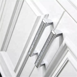 Handle and <strong>Knobs</strong> MLP19 Furniture Hardware Cabinet Drawer Euro Luxury <strong>Gold</strong> Shiny <strong>Crystal</strong> Chrome Handle Pull - Product Image 4
