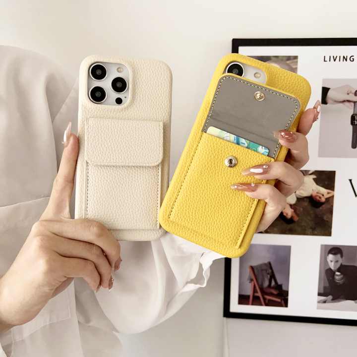 Card wallet leather phone case for iPhone 13 14 15 16 pro max hard pc