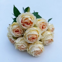 PT002 Simulierte 9 Köpfe Dekorative Weiß Rot Orange Künstliche Rosen Blumenstrauß für Hochzeit Home Valentinstag Dekor