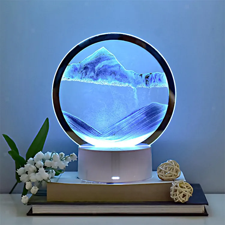 창조적 인 모래 시계 램프 다채로운 터치 야간 조명 선물 아트 비치 페인팅 아버지의 날 선물 2023