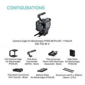 Kit de cage pour caméra Tilta ES-T21-B-V Pro pour Blackmagic PYXIS 6K/12K (monture V) - Product Image 6