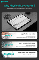 Clavier sans fil portable COTECi ultra-fin à trois volets avec pavé tactile 63 touches, compatible avec plusieurs systèmes, pour usage bureautique