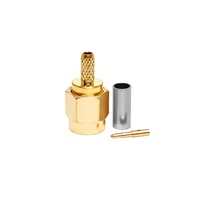 Connecteur à sertir SMA mâle direct usine pour câble RG174, prise coaxiale RF 50 ohms, coque en laiton plaqué or, personnalisable
