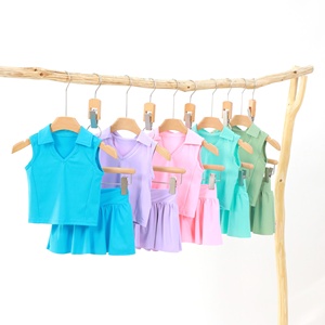Girls Yoga Set New Arrival Surprise Box New Design Long Sleeve 1/2 Zip Pullover with Pockets Pleated <strong>Skirt</strong> Built in Shorts - Product Image 4