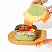 Boîte à lunch bento en acier inoxydable pour enfants de 1000 ml, sans BPA, compartiments divisés avec cuillère pour le stockage des aliments des élèves